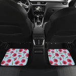 Pink Carnation Pattern Print Front and Back Car Floor Mats
