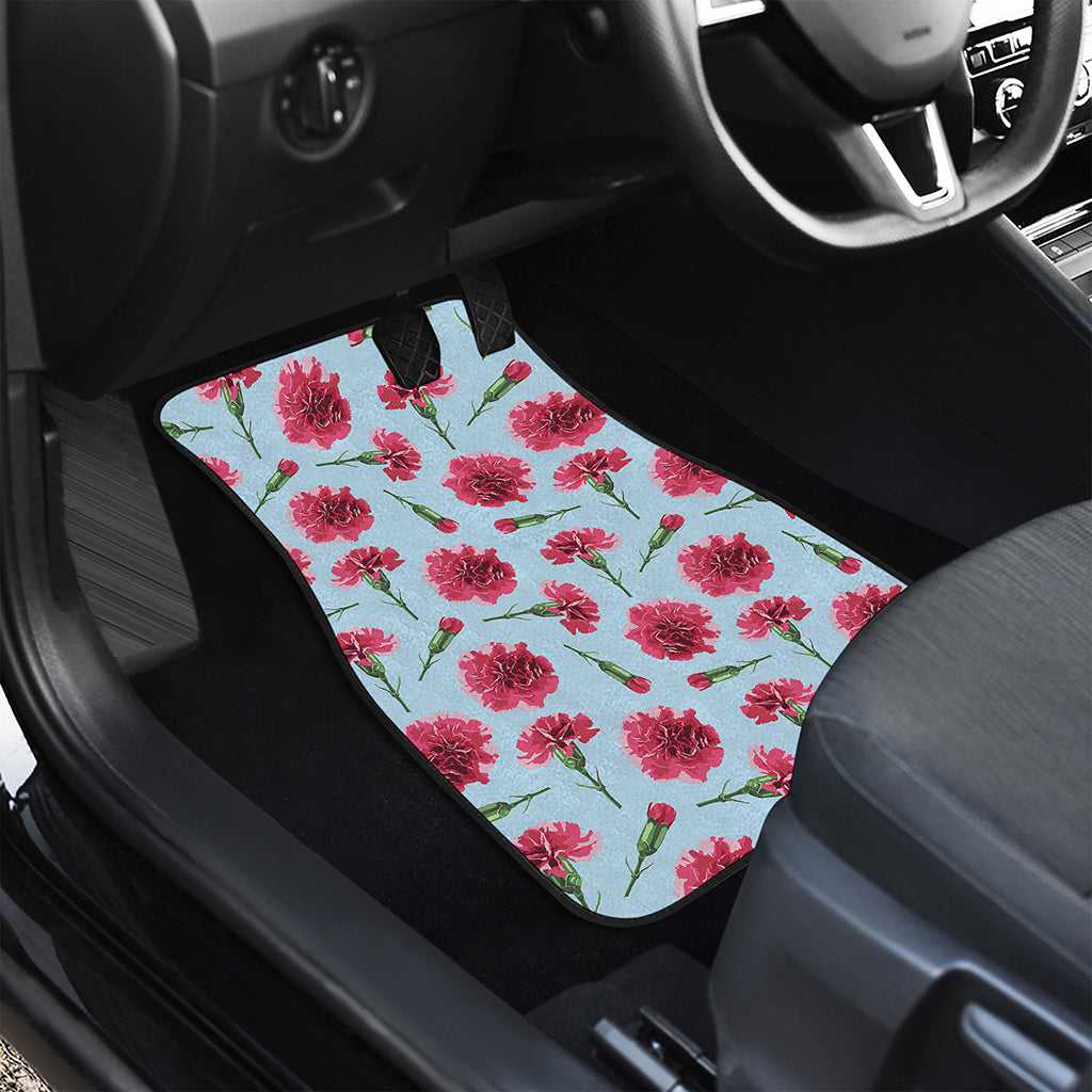 Pink Carnation Pattern Print Front and Back Car Floor Mats