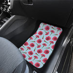 Pink Carnation Pattern Print Front and Back Car Floor Mats