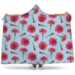 Pink Carnation Pattern Print Hooded Blanket