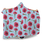 Pink Carnation Pattern Print Hooded Blanket