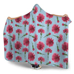Pink Carnation Pattern Print Hooded Blanket