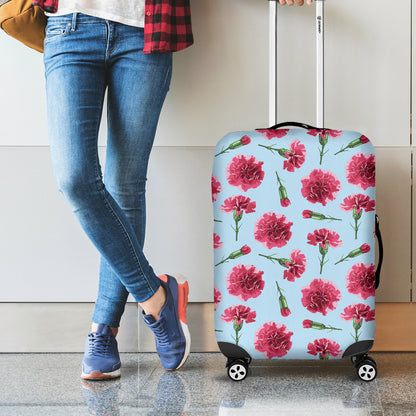 Pink Carnation Pattern Print Luggage Cover