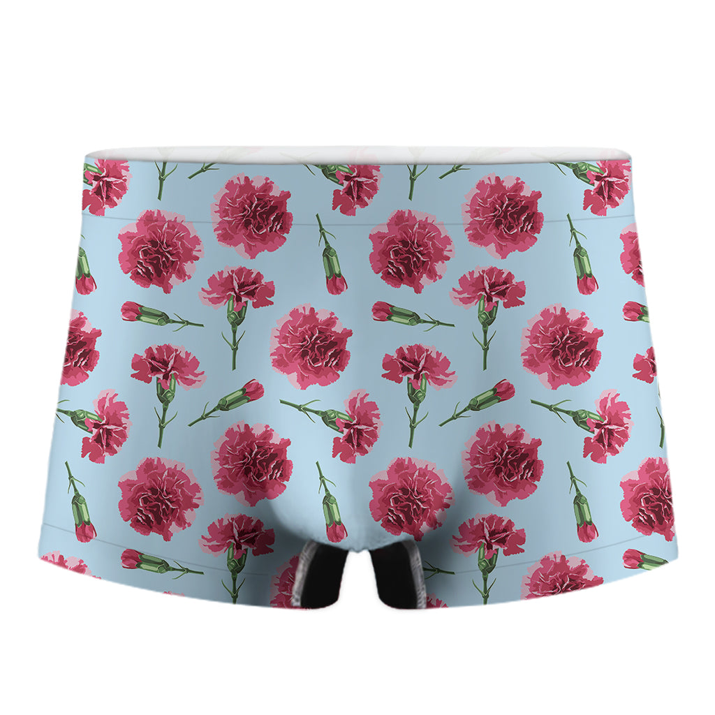 Pink Carnation Pattern Print Men's Boxer Briefs