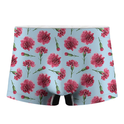 Pink Carnation Pattern Print Men's Boxer Briefs