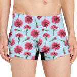 Pink Carnation Pattern Print Men's Boxer Briefs
