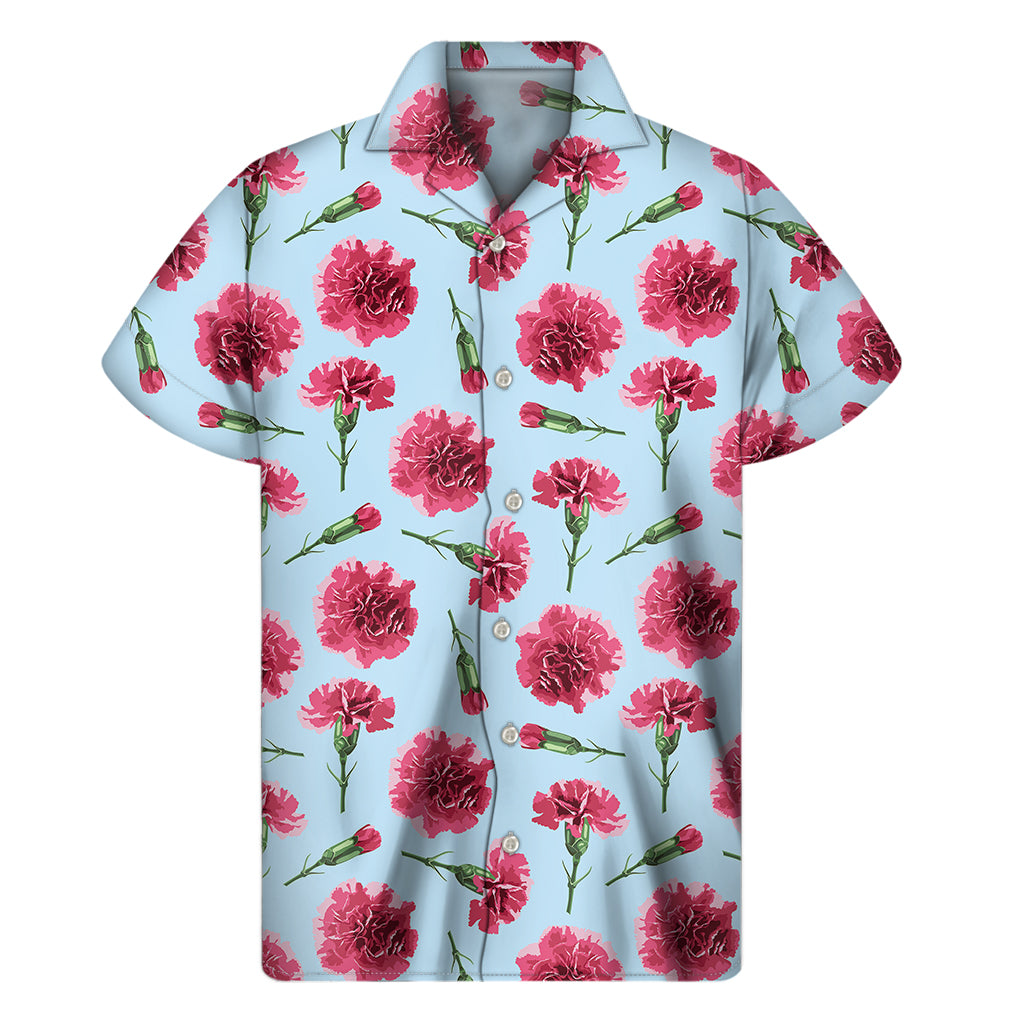 Pink Carnation Pattern Print Men's Short Sleeve Shirt