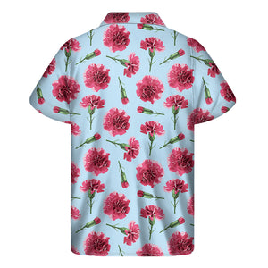 Pink Carnation Pattern Print Men's Short Sleeve Shirt