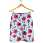 Pink Carnation Pattern Print Men's Shorts