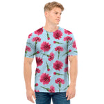 Pink Carnation Pattern Print Men's T-Shirt