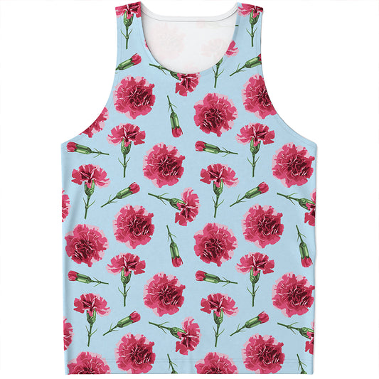 Pink Carnation Pattern Print Men's Tank Top