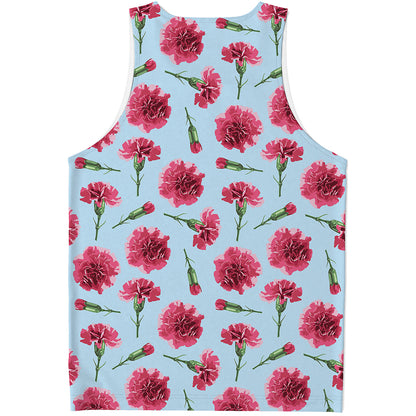 Pink Carnation Pattern Print Men's Tank Top