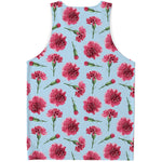 Pink Carnation Pattern Print Men's Tank Top