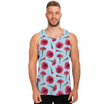 Pink Carnation Pattern Print Men's Tank Top