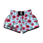 Pink Carnation Pattern Print Muay Thai Boxing Shorts