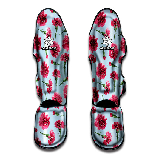 Pink Carnation Pattern Print Muay Thai Shin Guard