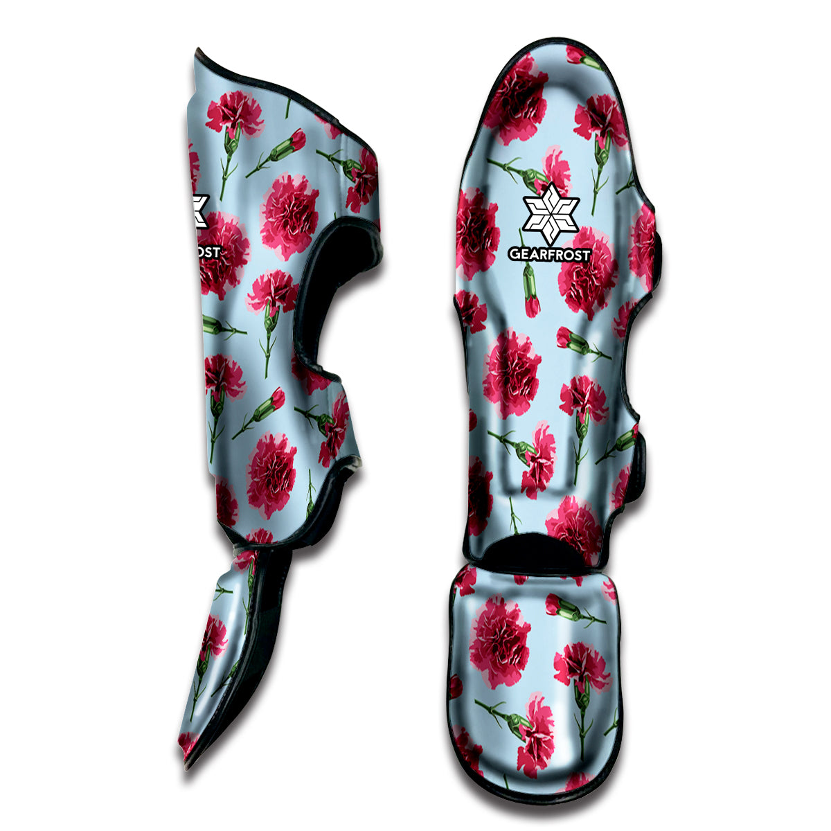 Pink Carnation Pattern Print Muay Thai Shin Guard