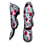 Pink Carnation Pattern Print Muay Thai Shin Guard