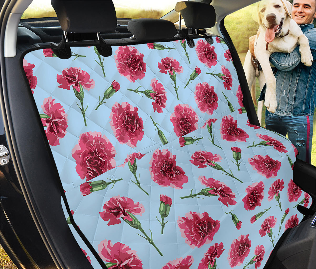 Pink Carnation Pattern Print Pet Car Back Seat Cover