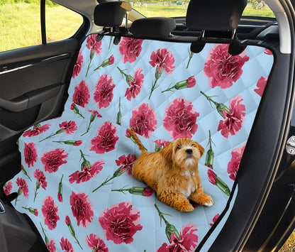 Pink Carnation Pattern Print Pet Car Back Seat Cover