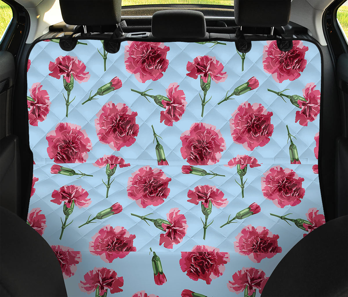 Pink Carnation Pattern Print Pet Car Back Seat Cover