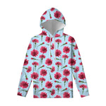 Pink Carnation Pattern Print Pullover Hoodie