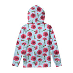 Pink Carnation Pattern Print Pullover Hoodie