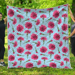Pink Carnation Pattern Print Quilt