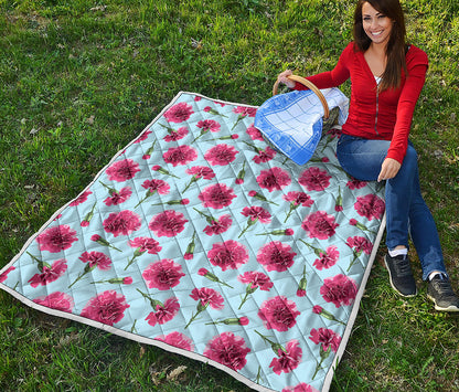 Pink Carnation Pattern Print Quilt