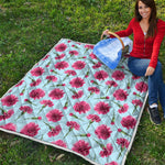 Pink Carnation Pattern Print Quilt