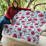 Pink Carnation Pattern Print Quilt