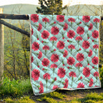 Pink Carnation Pattern Print Quilt
