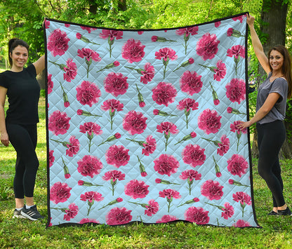 Pink Carnation Pattern Print Quilt