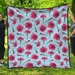Pink Carnation Pattern Print Quilt