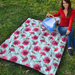 Pink Carnation Pattern Print Quilt