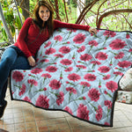 Pink Carnation Pattern Print Quilt