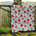 Pink Carnation Pattern Print Quilt
