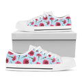 Pink Carnation Pattern Print White Low Top Sneakers