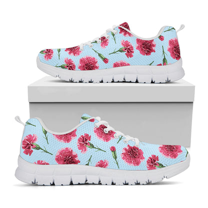 Pink Carnation Pattern Print White Sneakers