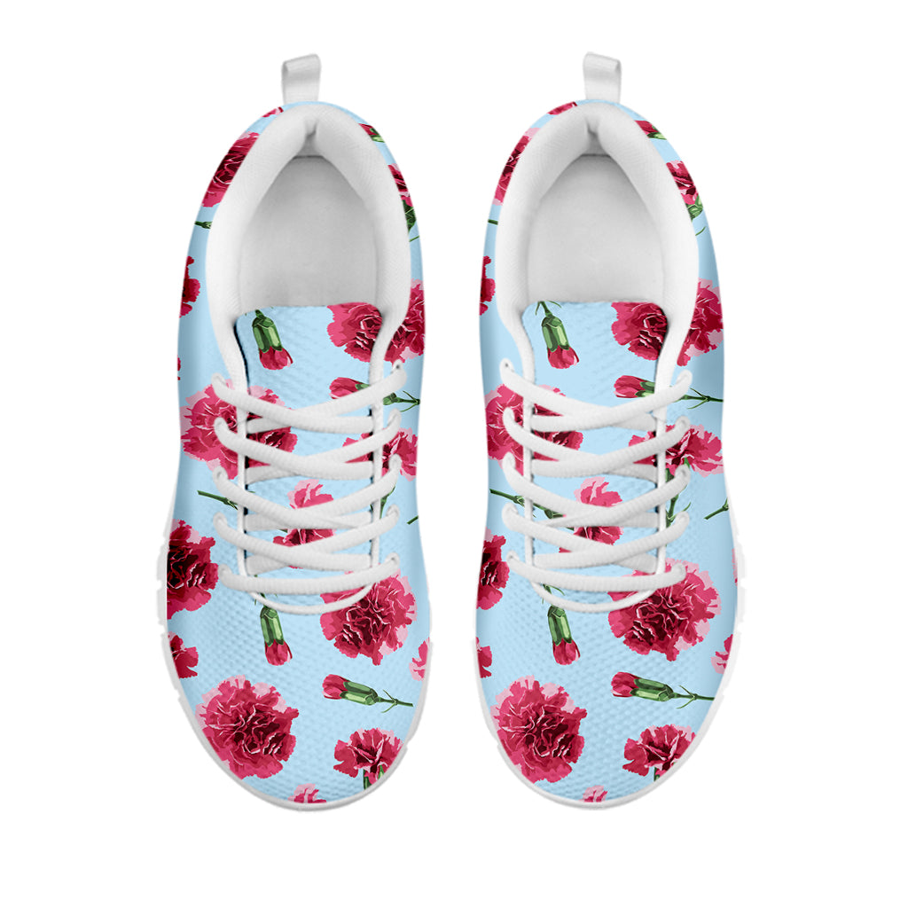 Pink Carnation Pattern Print White Sneakers