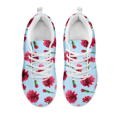 Pink Carnation Pattern Print White Sneakers