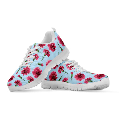Pink Carnation Pattern Print White Sneakers