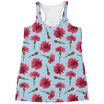 Pink Carnation Pattern Print Women's Racerback Tank Top