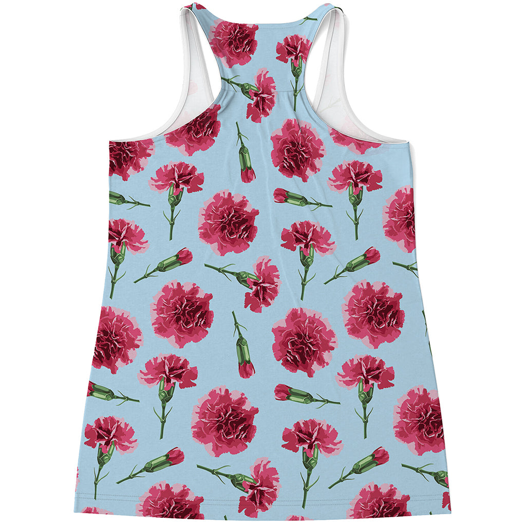 Pink Carnation Pattern Print Women's Racerback Tank Top