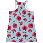 Pink Carnation Pattern Print Women's Racerback Tank Top
