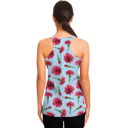 Pink Carnation Pattern Print Women's Racerback Tank Top