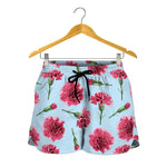 Pink Carnation Pattern Print Women's Shorts