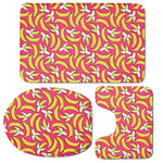 Pink Cartoon Banana Pattern Print 3 Piece Bath Mat Set