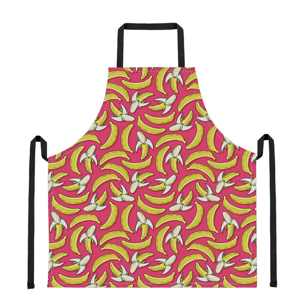 Pink Cartoon Banana Pattern Print Apron