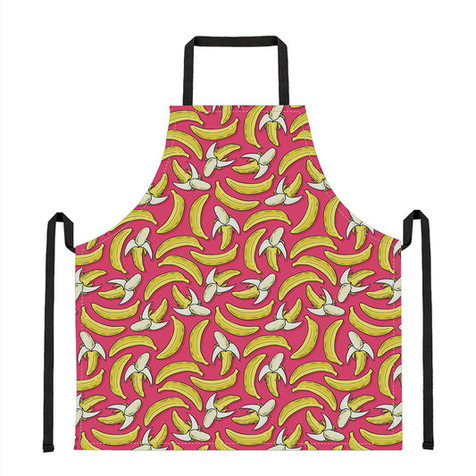 Pink Cartoon Banana Pattern Print Apron
